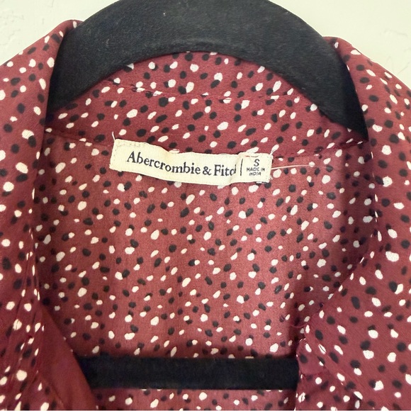 Abercrombie & Fitch Burgundy Polka Dot Button Front Ruffle Shirt Dress Size S - Picture 9 of 15